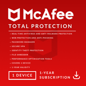 McAfee Total Protection 1 Device, 1 Year
