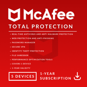 McAfee Total Protection 5 Devices, 1 Year